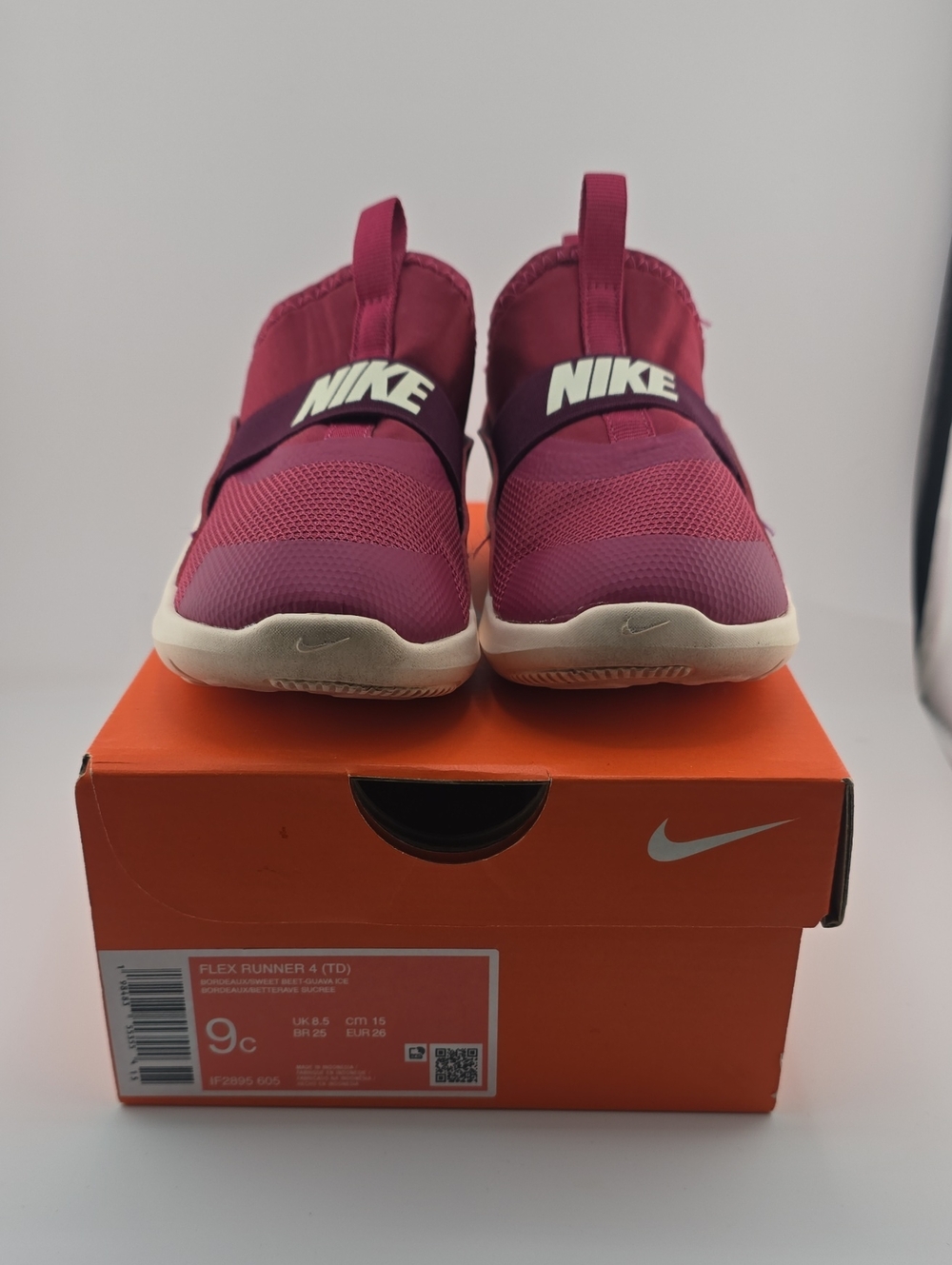 Nike Flex Runner 4GS  Bordeaux/Guava Ice/Sweet Beet Size 9C - Picture 3 of 14